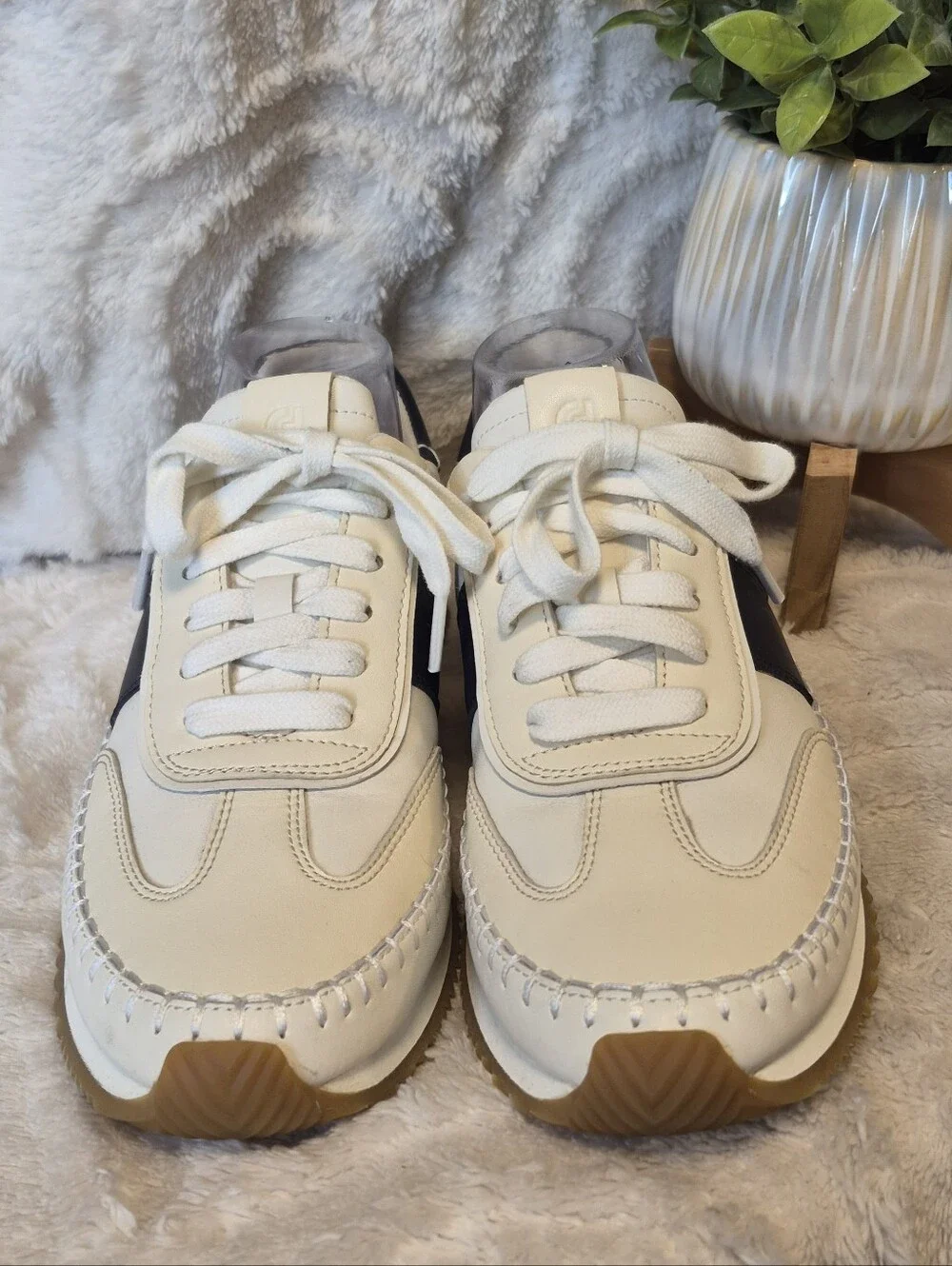 NEW Cole Haan Grandpro Premier Sneakers Women's Sz 9 Ivory/Navy Casual Shoes